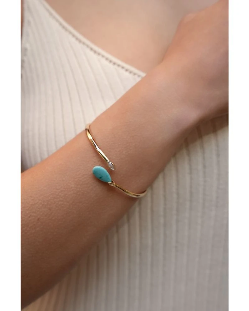 Turquoise Solstice Turquoise & Cubic Zirconia Bypass Bangle Bracelet