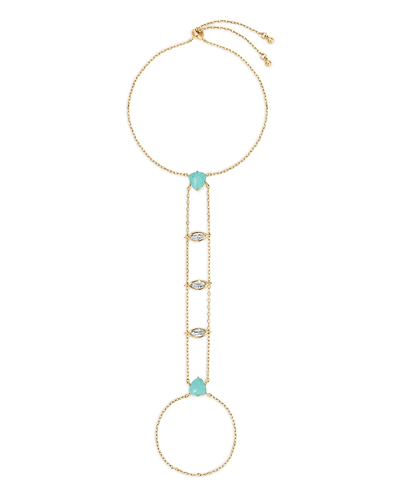 Ettika Turquoise Solstice Turquoise & Cubic Zirconia Hand Chain