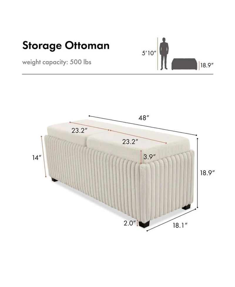 Nima Boucle Storage Bench with Trays