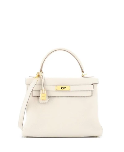 Kelly 28 Handbag Light Clemence with Gold Hardware