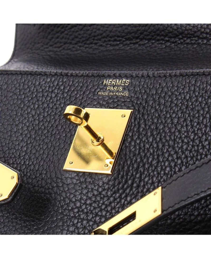 Kelly 32 Handbag Black Clemence with Gold Hardware