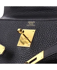 Kelly 32 Handbag Black Clemence with Gold Hardware