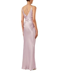 La Lune High Neck Ruched Gown