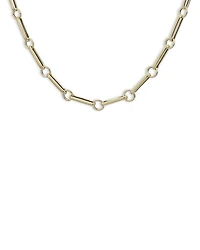 14K Yellow Gold Polished Bar & Circle Link Necklace, 18"