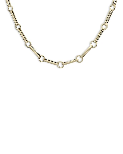 Moon & Meadow 14K Yellow Gold Polished Bar & Circle Link Necklace, 18