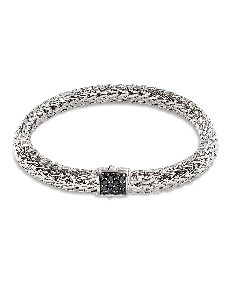 John Hardy Sterling Silver Icon Bracelet with Pave Black Sapphire