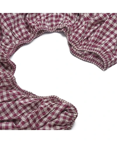 Gingham Linen Fitted Sheet, Queen