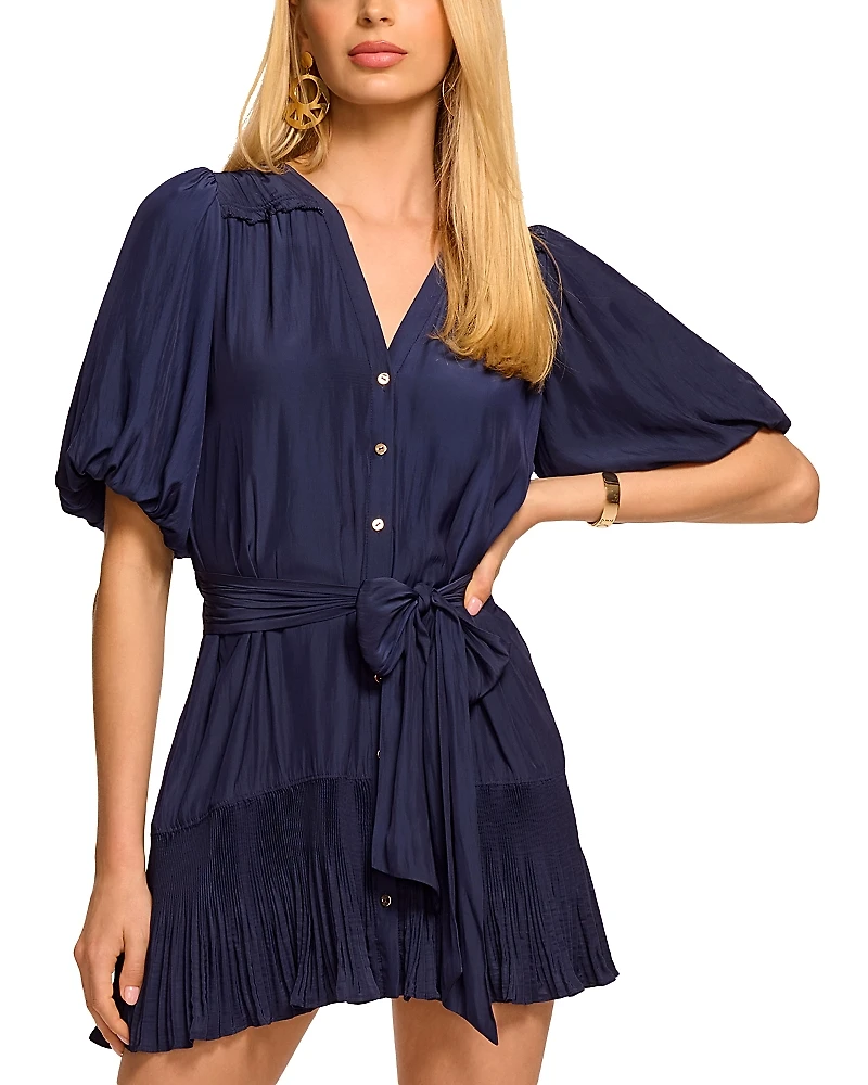 Ramy Brook Florencia Belted Puff Sleeve Mini Dress
