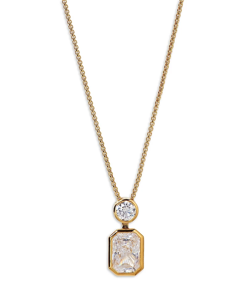 Nadri Bklyn Cubic Zirconia Double Stone Pendant Necklace, 16-18