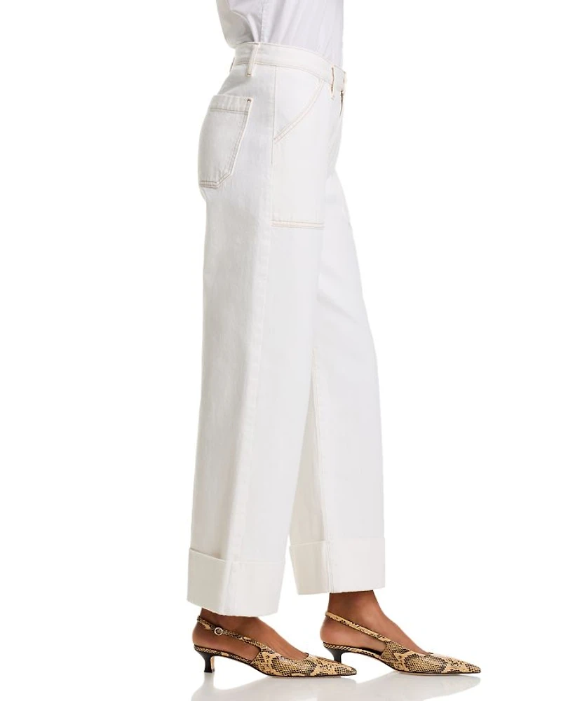 The Utility Trouser High Rise Ankle Wide Leg Jeans Au Natural Clean