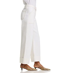 The Utility Trouser High Rise Ankle Wide Leg Jeans Au Natural Clean