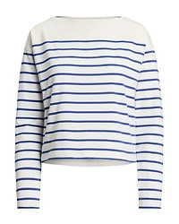 Striped Cotton Jersey Boatneck Top