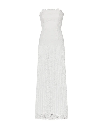 Milly Norelle Strapless Mixed Laces Pleated Dress