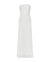 Milly Norelle Strapless Mixed Laces Pleated Dress