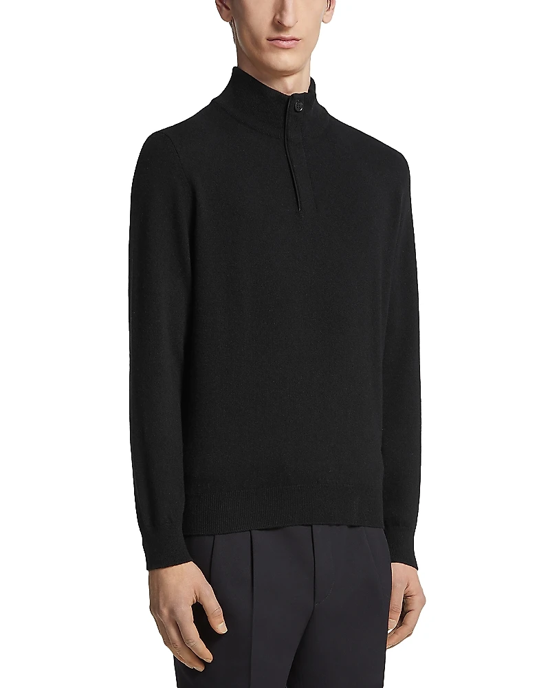 Zegna Oasi Cashmere Zip Mock Neck Sweater
