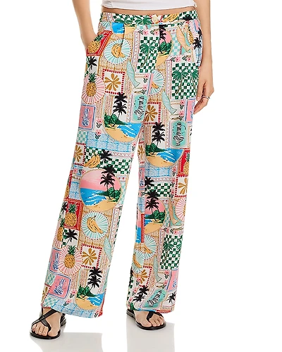 Aqua Postcard Wide Leg Pants - Exclusive