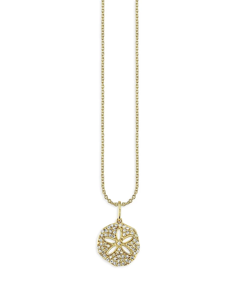 Sydney Evan 14K Yellow Gold Diamond Sand Dollar Charm Necklace, 18