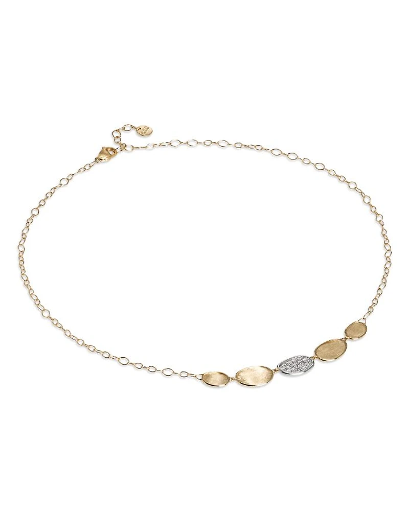 18K White & Yellow Gold Lunaria Diamond Petal Collar Necklace, 16.5-18"