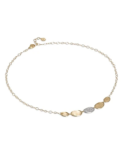 18K White & Yellow Gold Lunaria Diamond Petal Collar Necklace, 16.5-18"