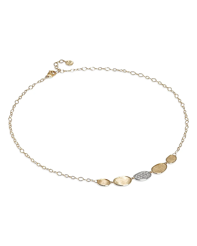 Marco Bicego 18K White & Yellow Gold Lunaria Diamond Petal Collar Necklace, 16.5-18