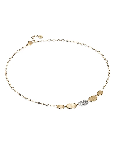 Marco Bicego 18K White & Yellow Gold Lunaria Diamond Petal Collar Necklace, 16.5-18