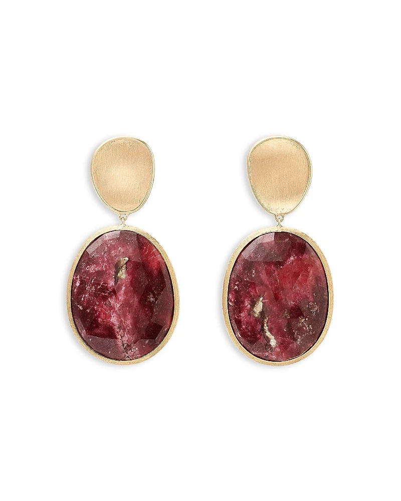 Marco Bicego 18K Yellow Gold Lunaria Thulite Oval Drop Earrings