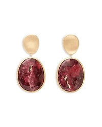 Marco Bicego 18K Yellow Gold Lunaria Thulite Oval Drop Earrings