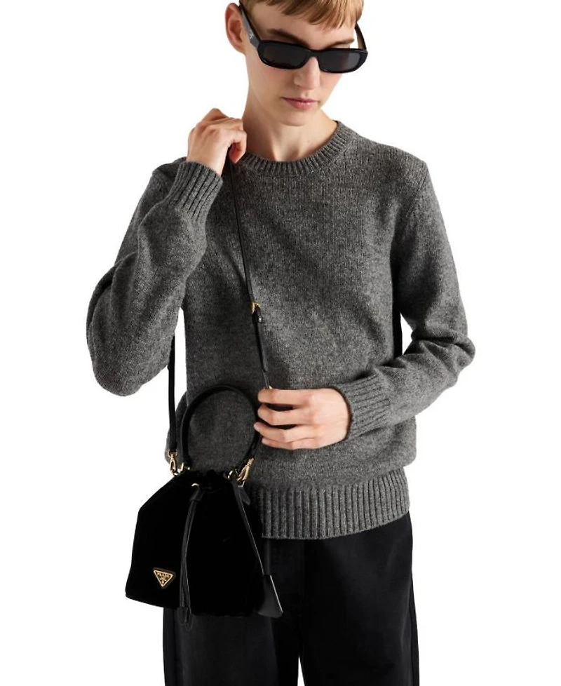 Velvet Mini-Bag with Nappa Leather Details