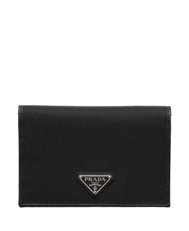 Re-Nylon and Saffiano Leather Passport Holder