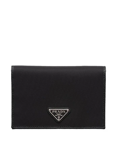 Re-Nylon and Saffiano Leather Passport Holder