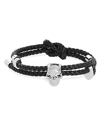 McQueen Skull Braided Leather Bracelet