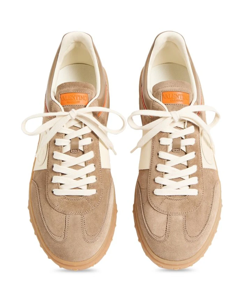 Men's Embroidered La Greca Suede Sneakers