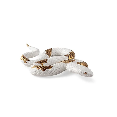 Lladro Snake, White-Copper