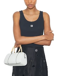 T Monogram Embossed Leather Satchel