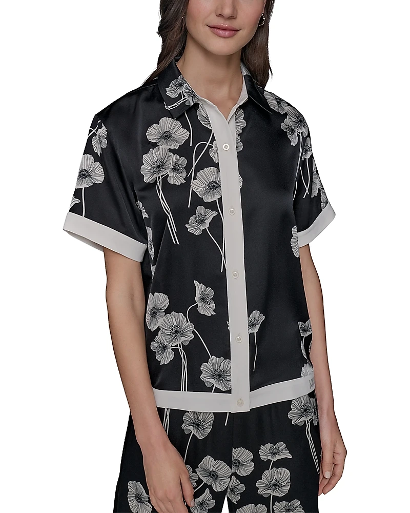 Karl Lagerfeld Paris Printed Short Sleeve Shirt