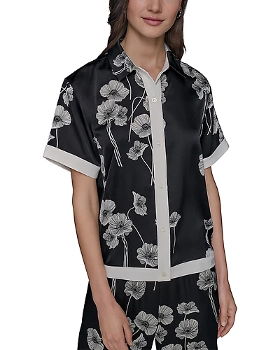 Karl Lagerfeld Paris Printed Short Sleeve Shirt