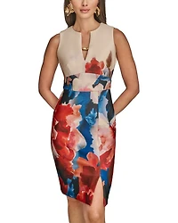 Placed Floral Sheath Dress