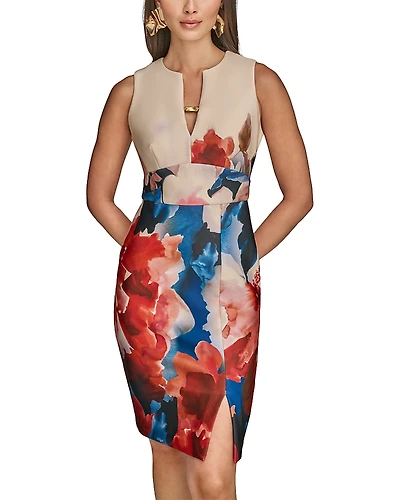 Donna Karan Placed Floral Sheath Dress