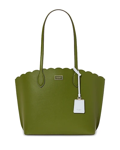 kate spade new york Suite Scalloped Crossgrain Leather Large Open Tote