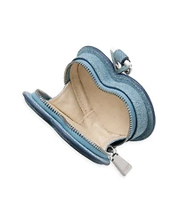 Liv Denim Print Suede Heart Coin Purse Bag Charm