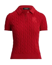 Cable Knit Cotton Polo Sweater