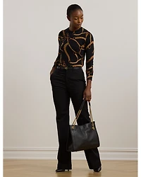 Belting Print Cotton Blend Sweater