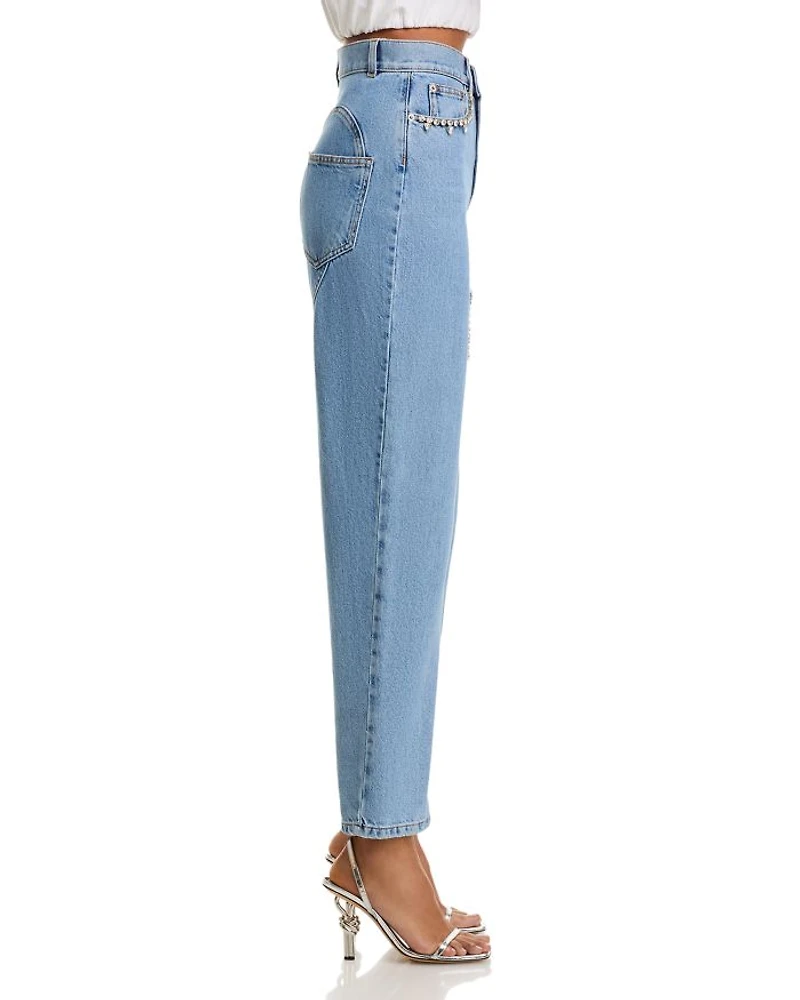 Crystal Heart Jeans Light Blue