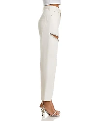 Crystal Slit Jeans White