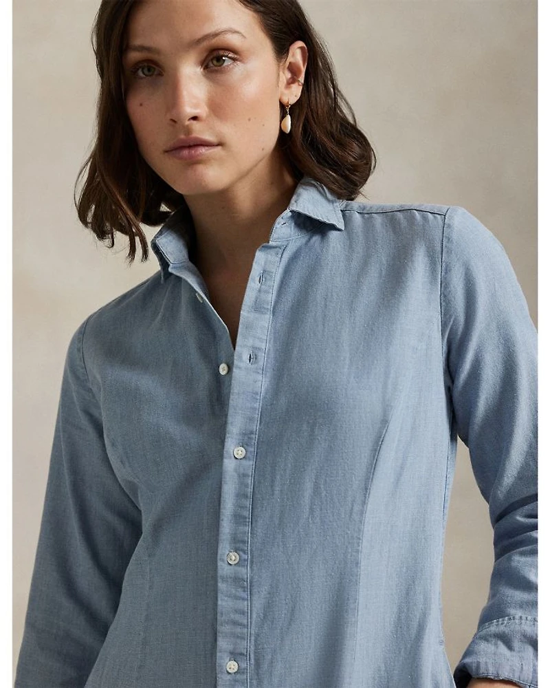 Cotton Linen Chambray Shirtdress
