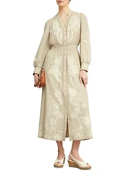 Frida Button Front Lace Trim Dress