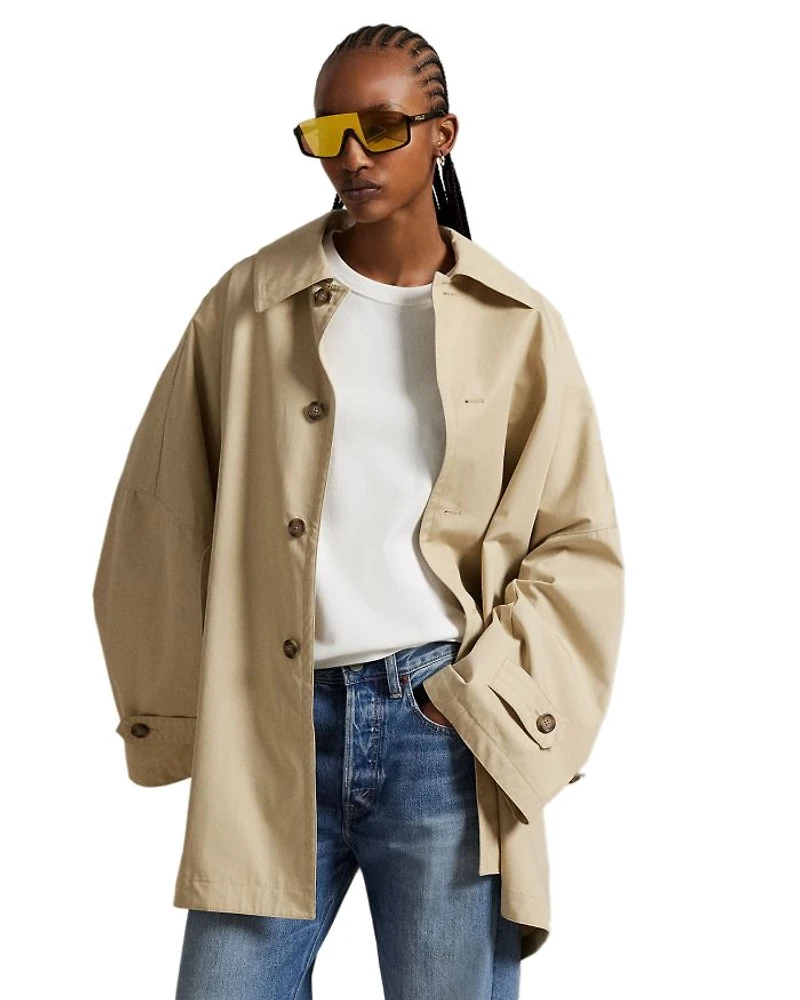 Oversize Cotton Twill Car Coat