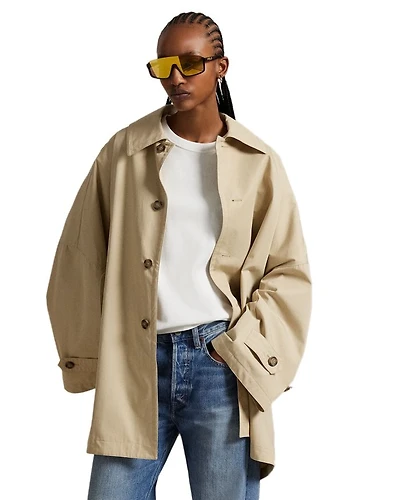 Oversize Cotton Twill Car Coat