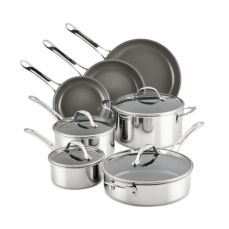 Anolon EverLast Stainless Steel Ceramic Nonstick 11 Piece Cookware Set