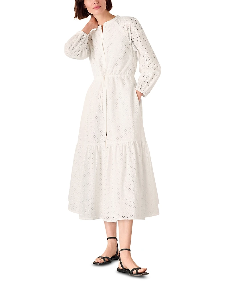 Whistles Broderie Midi Shirt Dress